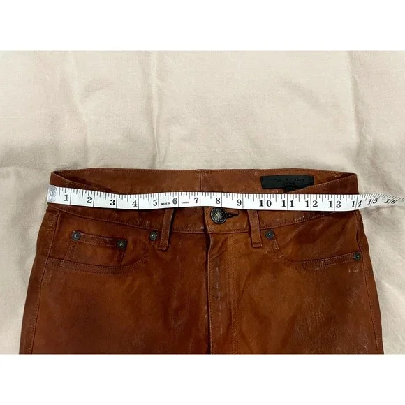 Rag & Bone Womens Sz 30 Hana Lamb Leather Pants Brown Highrise Crop Wide Leg - Picture 8 of 11